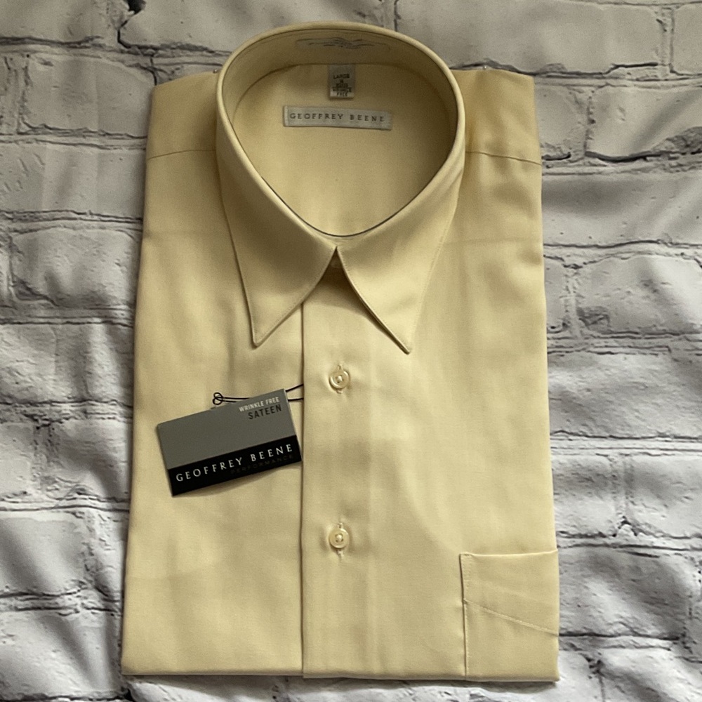 NWT Men’s Size 16 Geoffrey Beene  Cream Color Dress Shirt - wrinkle free